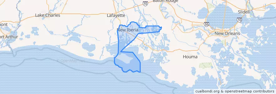 Mapa de ubicacion de Iberia Parish.
