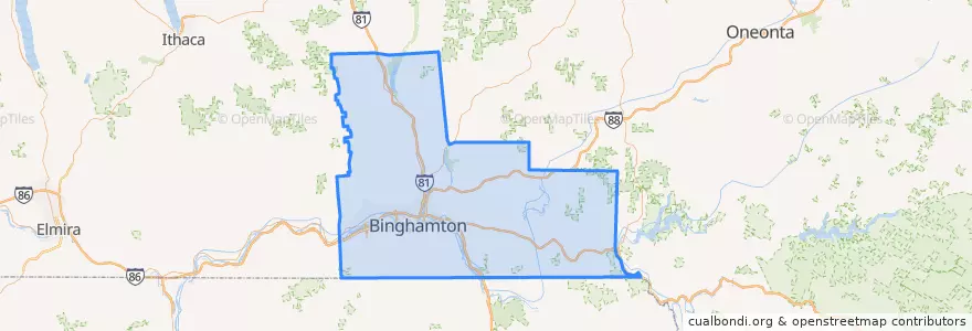 Mapa de ubicacion de Broome County.