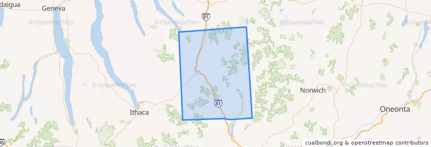 Mapa de ubicacion de Cortland County.