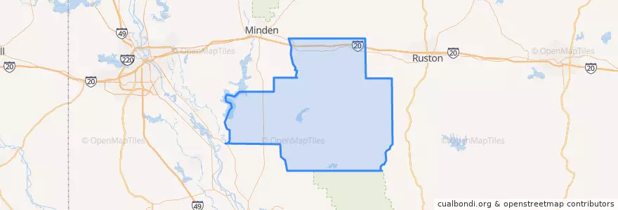 Mapa de ubicacion de Bienville Parish.