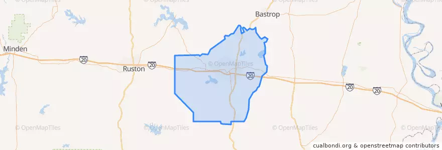Mapa de ubicacion de Ouachita Parish.