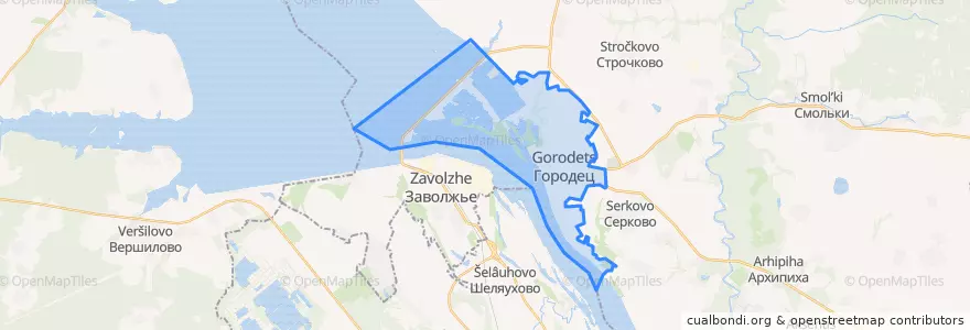 Mapa de ubicacion de городское поселение Городец.
