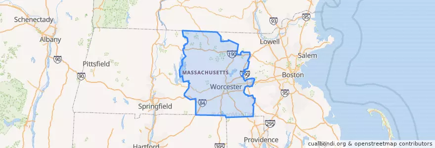 Mapa de ubicacion de Worcester County.