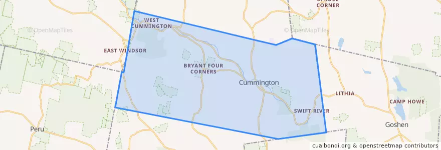 Mapa de ubicacion de Cummington.