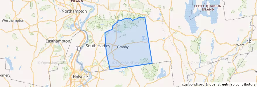 Mapa de ubicacion de Granby.