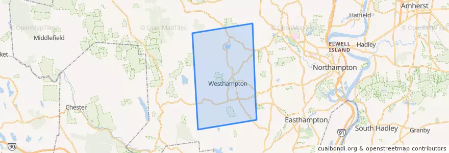 Mapa de ubicacion de Westhampton.