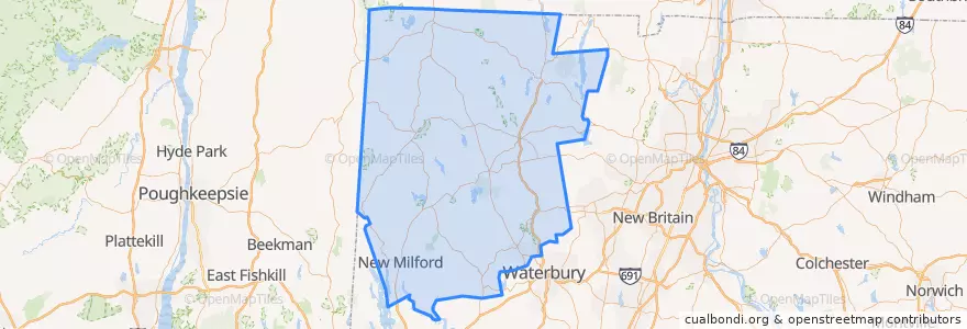 Mapa de ubicacion de Litchfield County.