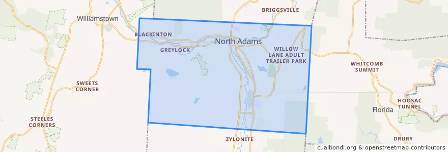 Mapa de ubicacion de North Adams.