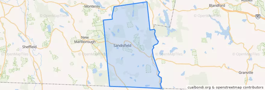 Mapa de ubicacion de Sandisfield.