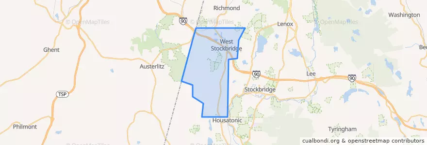 Mapa de ubicacion de West Stockbridge.