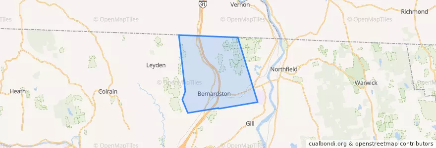 Mapa de ubicacion de Bernardston.