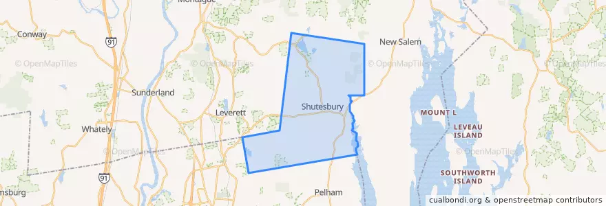 Mapa de ubicacion de Shutesbury.