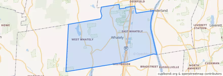 Mapa de ubicacion de Whately.
