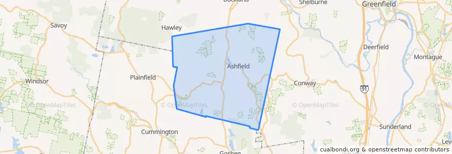 Mapa de ubicacion de Ashfield.