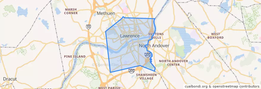 Mapa de ubicacion de Lawrence.