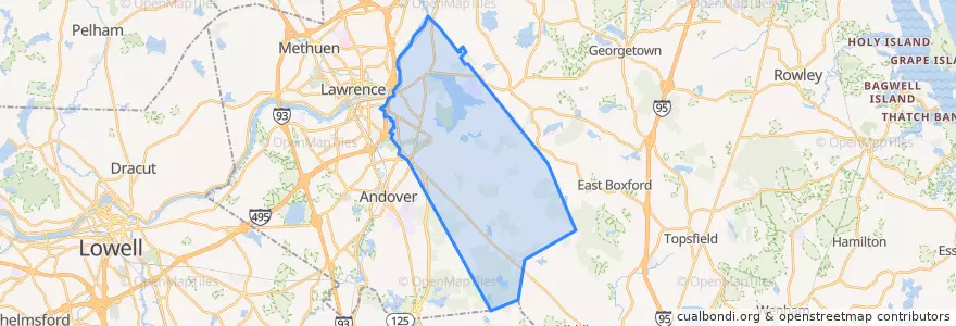 Mapa de ubicacion de North Andover.