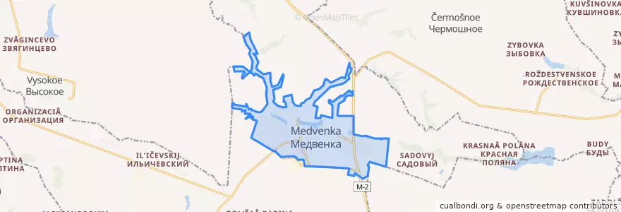 Mapa de ubicacion de городское поселение Медвенка.