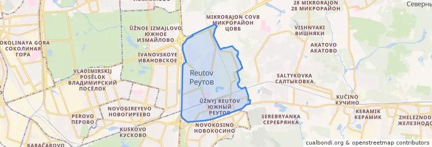 Mapa de ubicacion de городской округ Реутов.