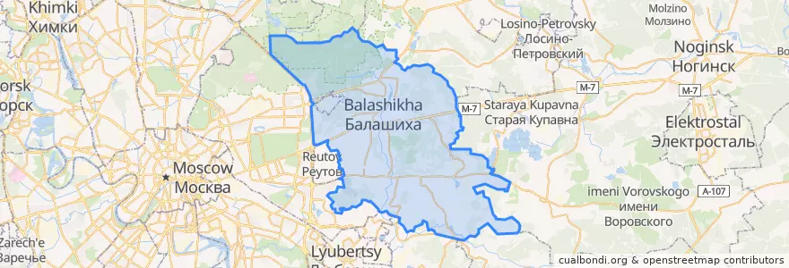 Mapa de ubicacion de городской округ Балашиха.