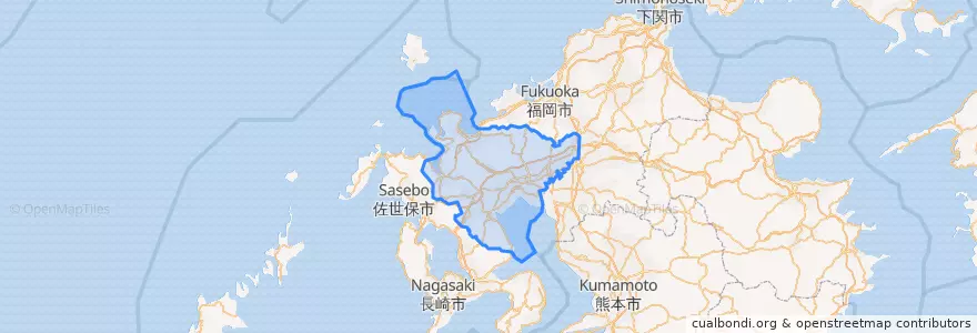 Mapa de ubicacion de 佐賀県.