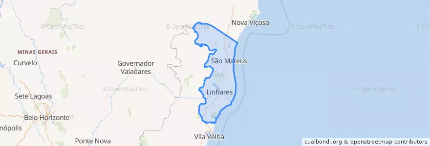 Mapa de ubicacion de Região Geográfica Intermediária de São Mateus.