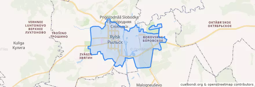 Mapa de ubicacion de городское поселение Рыльск.