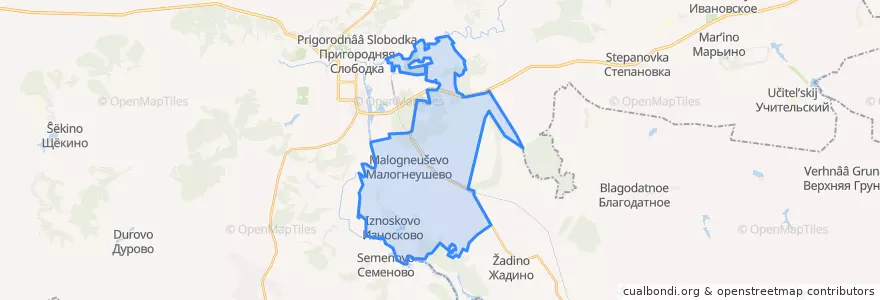 Mapa de ubicacion de Малогнеушевский сельсовет.