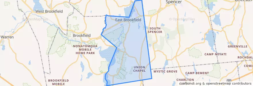 Mapa de ubicacion de East Brookfield.