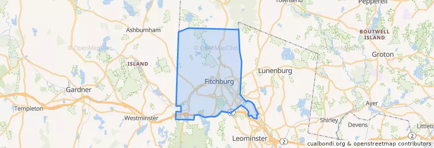 Mapa de ubicacion de Fitchburg.