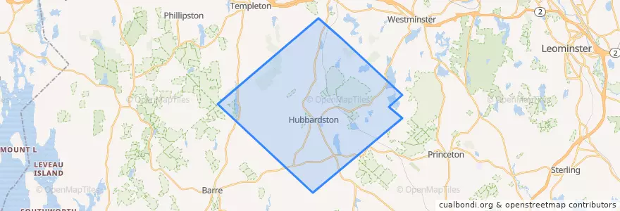 Mapa de ubicacion de Hubbardston.