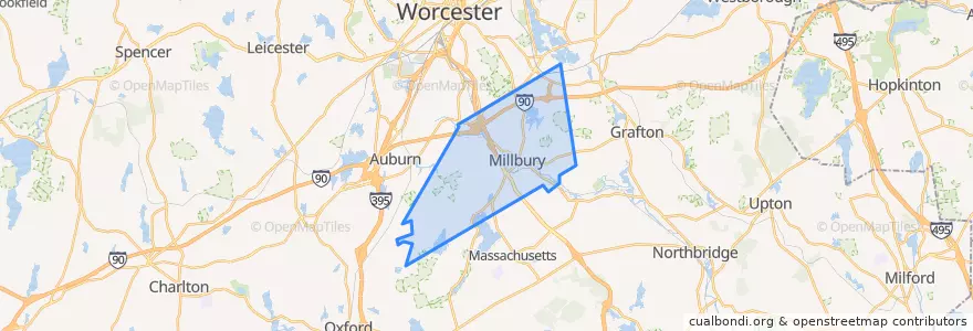 Mapa de ubicacion de Millbury.