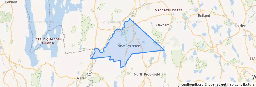 Mapa de ubicacion de New Braintree.