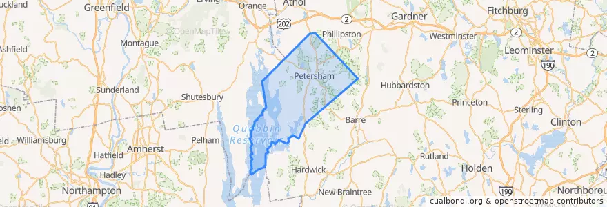 Mapa de ubicacion de Petersham.