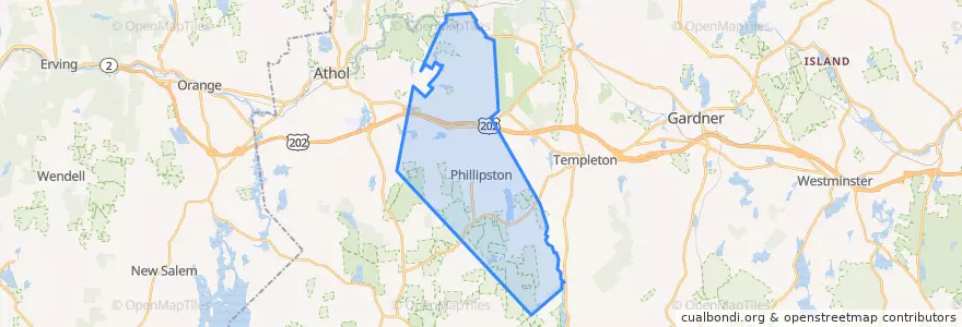 Mapa de ubicacion de Phillipston.