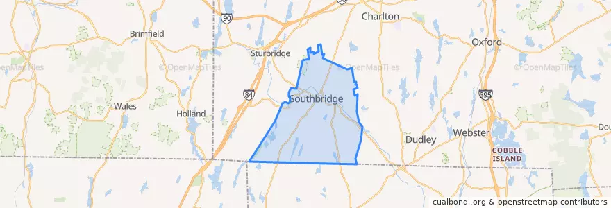 Mapa de ubicacion de Southbridge.