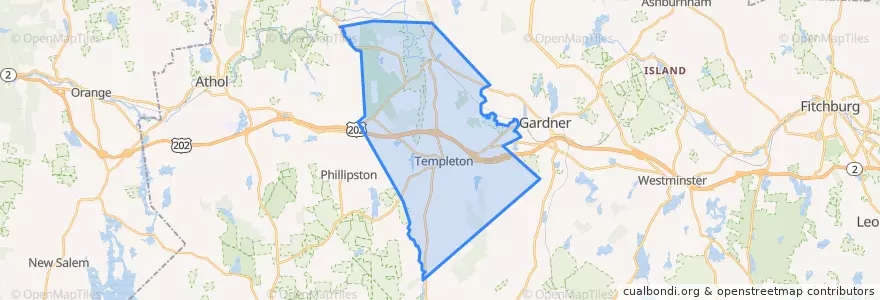 Mapa de ubicacion de Templeton.