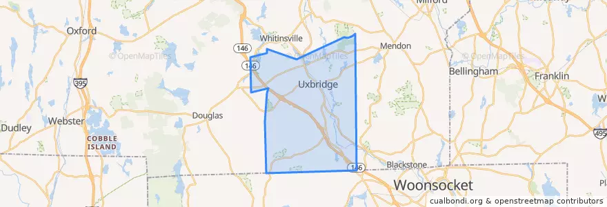 Mapa de ubicacion de Uxbridge.