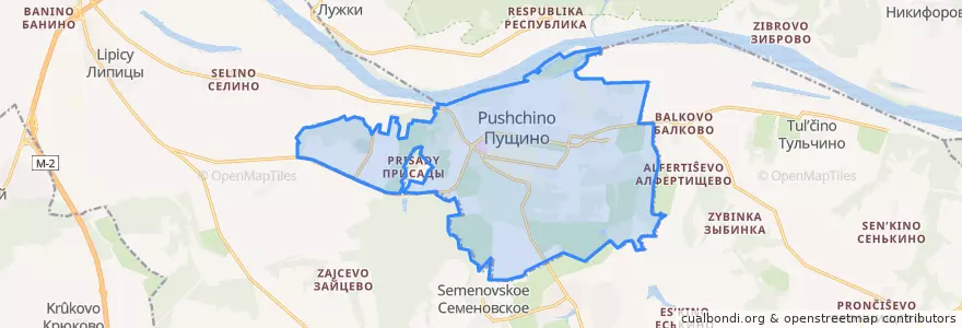 Mapa de ubicacion de городской округ Пущино.