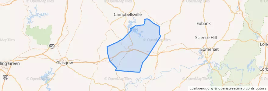 Mapa de ubicacion de Adair County.