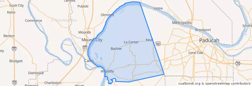 Mapa de ubicacion de Ballard County.