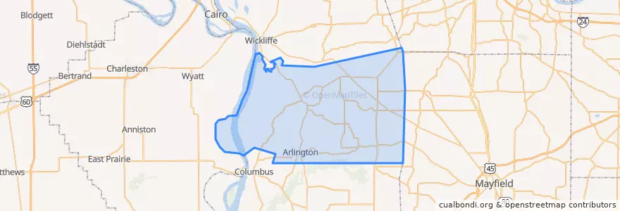 Mapa de ubicacion de Carlisle County.
