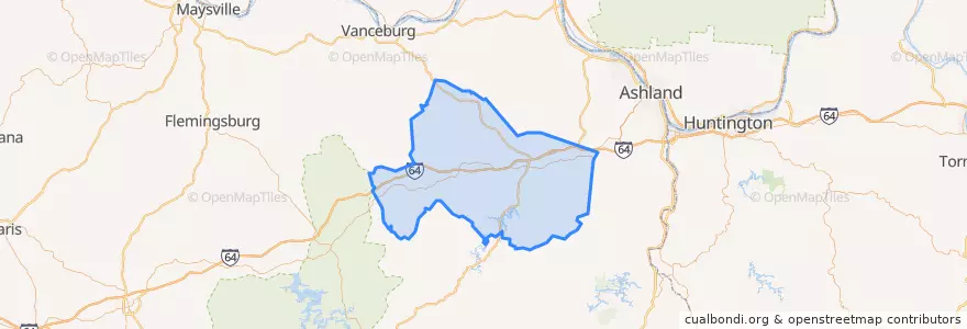Mapa de ubicacion de Carter County.