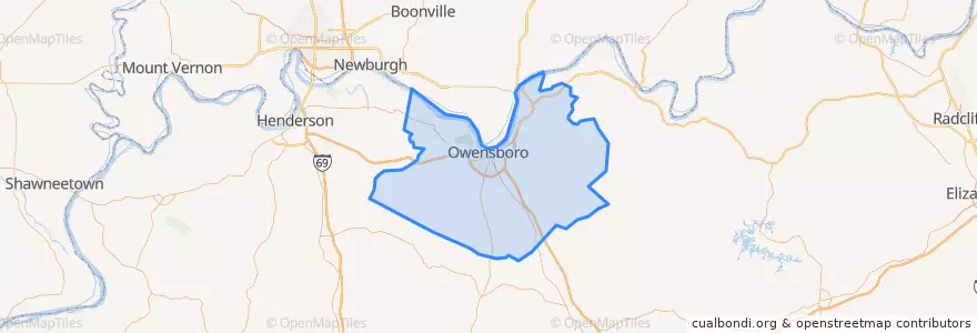 Mapa de ubicacion de Daviess County.