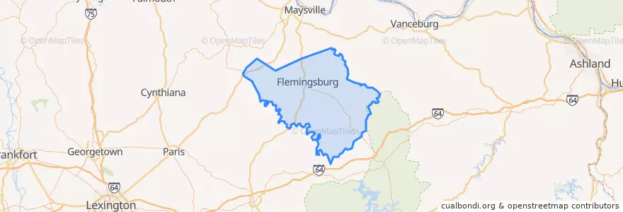 Mapa de ubicacion de Fleming County.