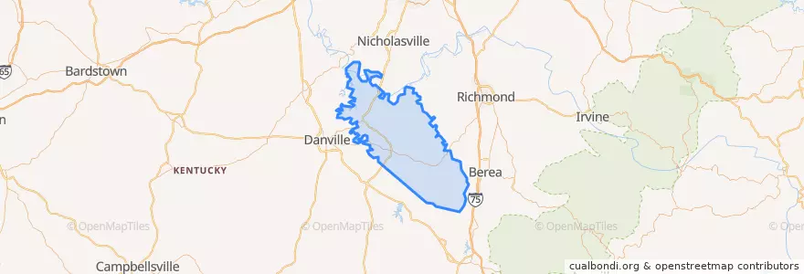 Mapa de ubicacion de Garrard County.