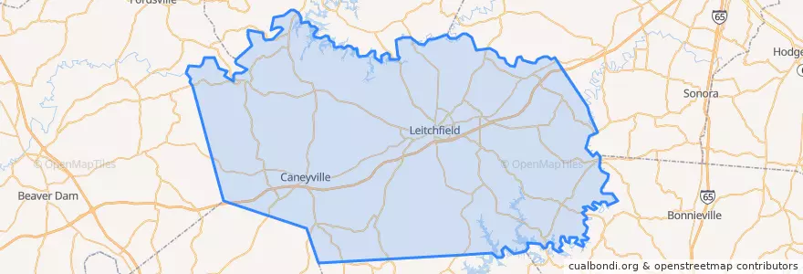 Mapa de ubicacion de Grayson County.