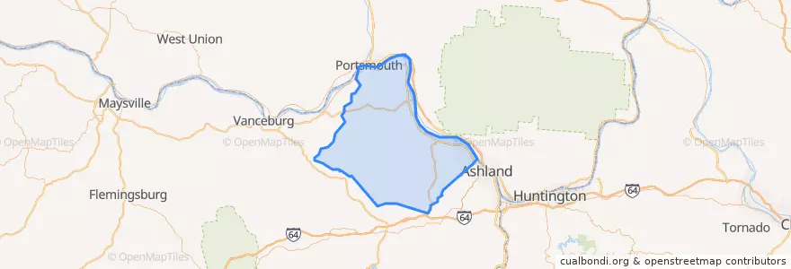 Mapa de ubicacion de Greenup County.