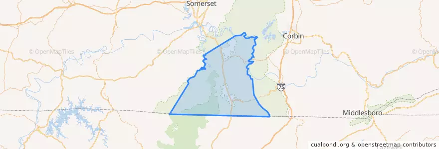 Mapa de ubicacion de McCreary County.