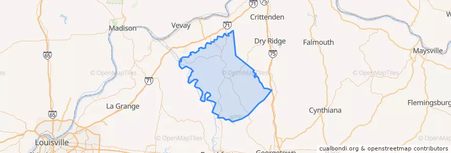 Mapa de ubicacion de Owen County.