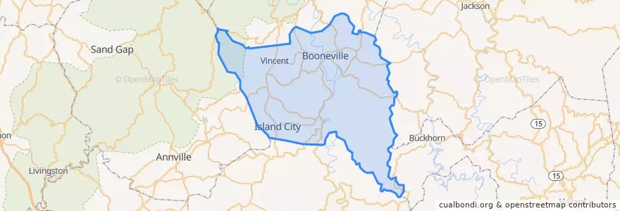Mapa de ubicacion de Owsley County.